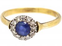 Edwardian 18ct Gold & Platinum, Sapphire & Diamond Cluster Ring