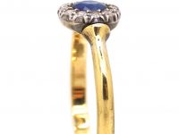 Edwardian 18ct Gold & Platinum, Sapphire & Diamond Cluster Ring