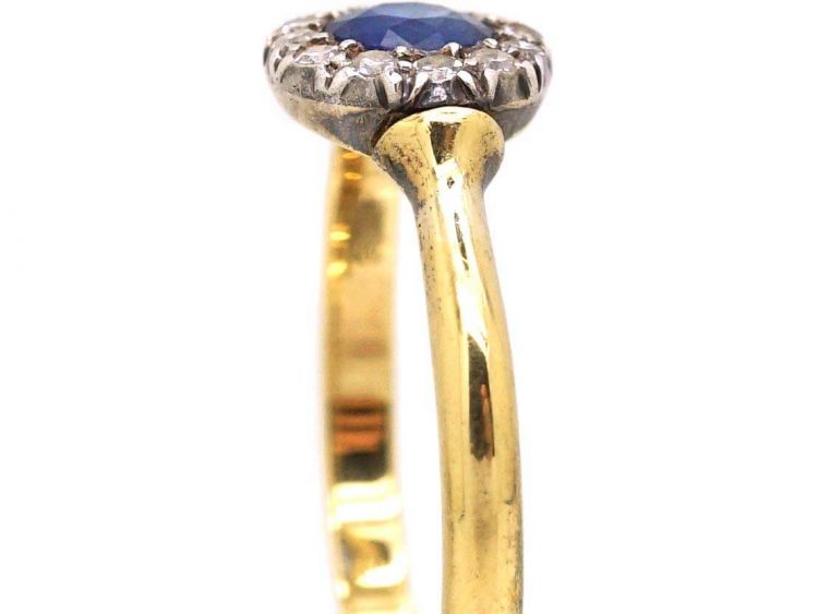 Edwardian 18ct Gold & Platinum, Sapphire & Diamond Cluster Ring