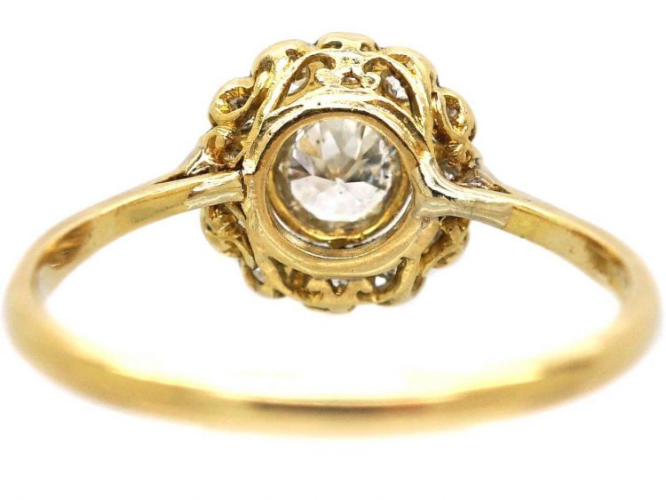 Edwardian 18ct Gold & Platinum Daisy Cluster Ring