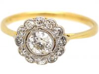 Edwardian 18ct Gold & Platinum Daisy Cluster Ring