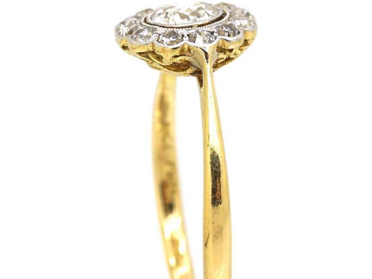 Edwardian 18ct Gold & Platinum Daisy Cluster Ring
