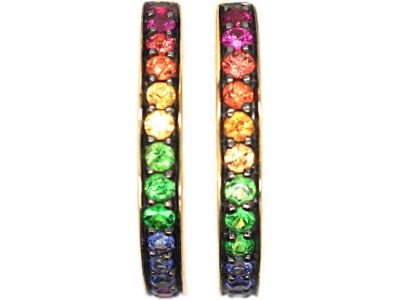 18ct Gold Rainbow Hoop Earrings by Theo Fennell