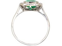 Art Deco Platinum, Emerald & Diamond Octagonal Cluster Ring