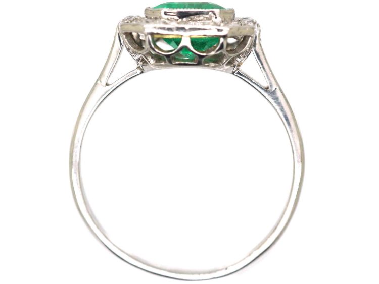 Art Deco Platinum, Emerald & Diamond Octagonal Cluster Ring