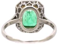 Art Deco Platinum, Emerald & Diamond Octagonal Cluster Ring