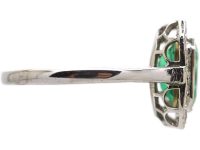 Art Deco Platinum, Emerald & Diamond Octagonal Cluster Ring