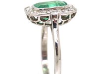 Art Deco Platinum, Emerald & Diamond Octagonal Cluster Ring