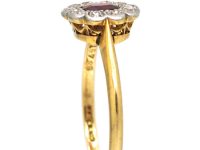 Edwardian 18ct Gold & Platinum Ruby & Diamond Oval Cluster Ring by Alabaster & Wilson