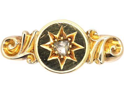 Edwardian 18ct Gold Ring with a Star Motif set with a Rose Diamond