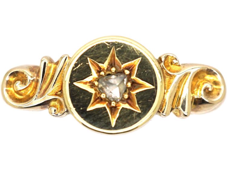 Edwardian 18ct Gold Ring with a Star Motif set with a Rose Diamond
