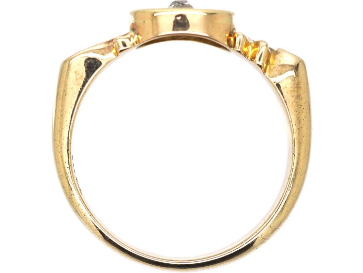 Edwardian 18ct Gold Ring with a Star Motif set with a Rose Diamond