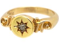 Edwardian 18ct Gold Ring with a Star Motif set with a Rose Diamond