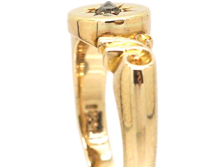 Edwardian 18ct Gold Ring with a Star Motif set with a Rose Diamond