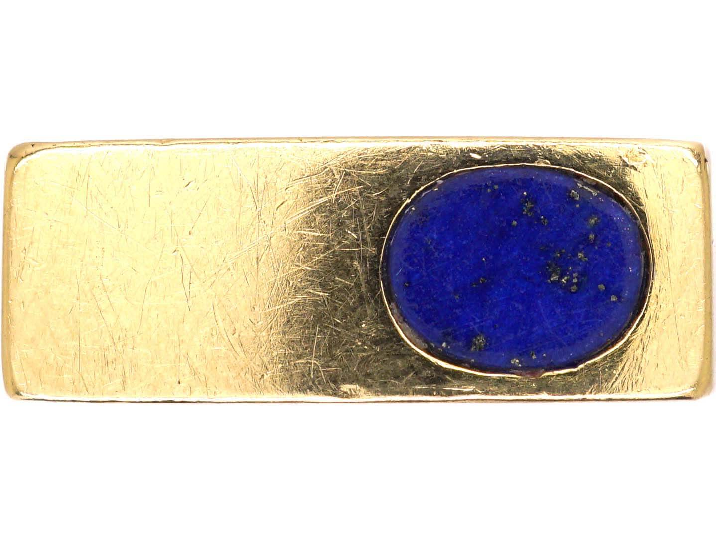 French Modernist 18ct Gold Ring set with Lapis Lazuli