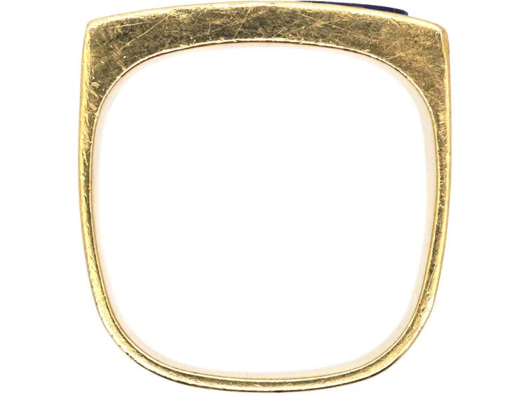 French Modernist 18ct Gold Ring set with Lapis Lazuli