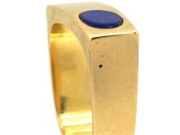French Modernist 18ct Gold Ring set with Lapis Lazuli