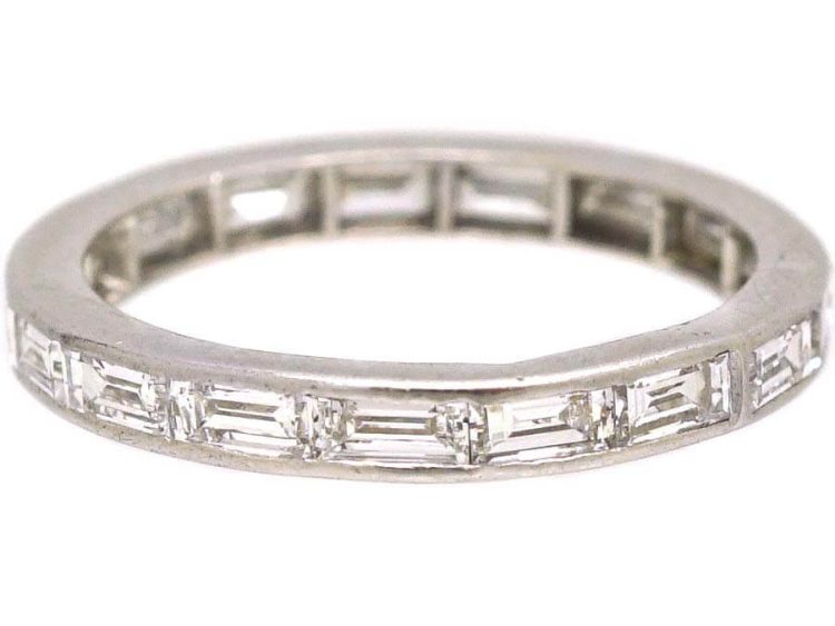 French Early 20th Century Platinum Eternity Ring set with Baguette Cut Diamonds