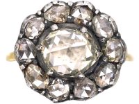 Georgian 15ct Gold & Silver, Rose Diamond Oval Cluster Ring