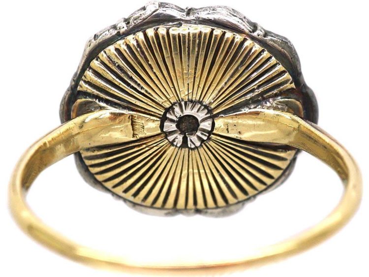 Georgian 15ct Gold & Silver, Rose Diamond Oval Cluster Ring