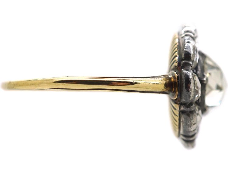 Georgian 15ct Gold & Silver, Rose Diamond Oval Cluster Ring