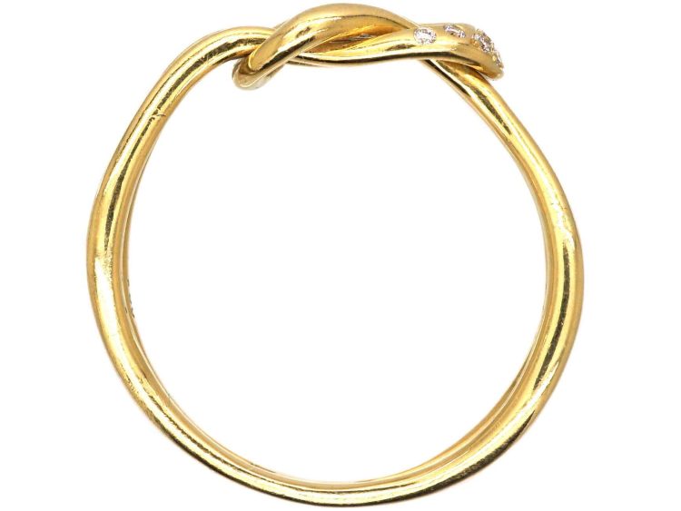 Mid 20th Century 18ct Gold Lover's Knot Ring set with Diamonds