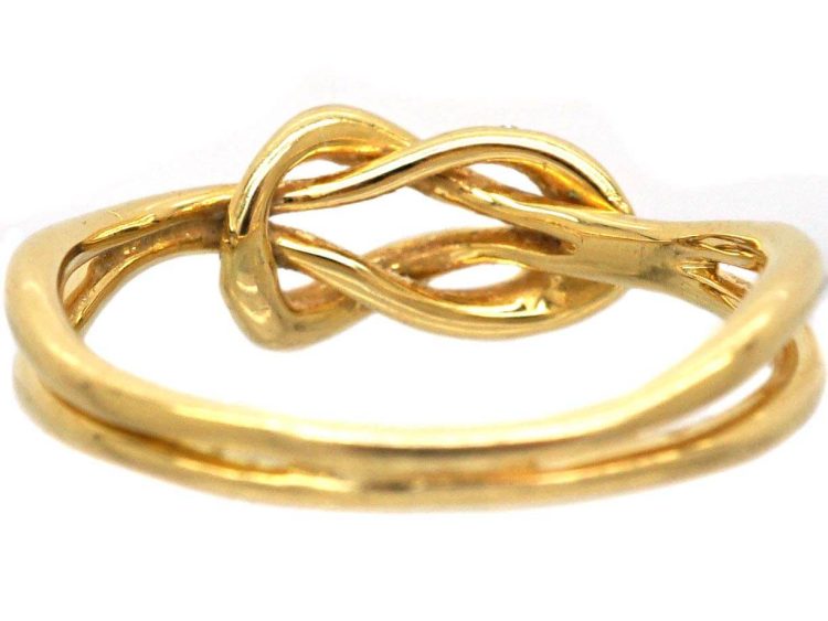 Mid 20th Century 18ct Gold Lover's Knot Ring set with Diamonds
