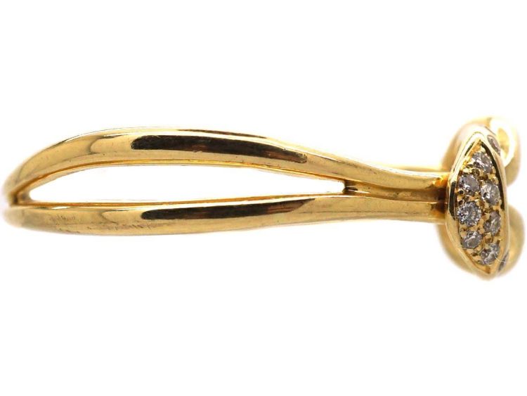 Mid 20th Century 18ct Gold Lover's Knot Ring set with Diamonds