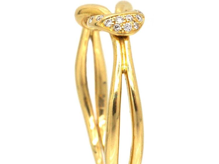 Mid 20th Century 18ct Gold Lover's Knot Ring set with Diamonds