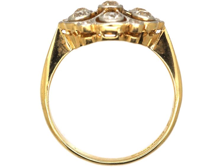 Edwardian 18ct Gold & Diamond Open Work Cluster Ring