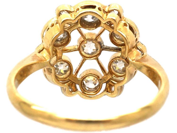 Edwardian 18ct Gold & Diamond Open Work Cluster Ring
