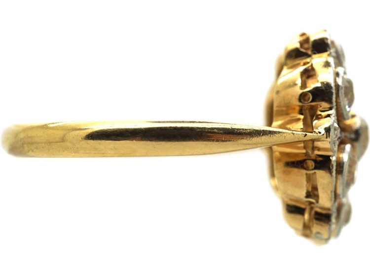 Edwardian 18ct Gold & Diamond Open Work Cluster Ring