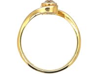 Art Nouveau 18ct Gold & Platinum, Diamond Solitaire Twist Ring
