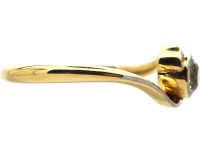Art Nouveau 18ct Gold & Platinum, Diamond Solitaire Twist Ring