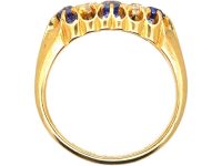 Edwardian 18ct Gold Three Stone Sapphire & Diamond Ring