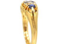 Edwardian 18ct Gold Three Stone Sapphire & Diamond Ring