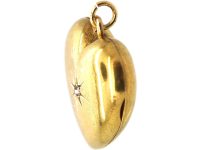 Edwardian 15ct Gold Heart Shaped Locket set with a Diamond