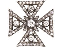 Georgian Maltese Cross Brooch/ Pendant set with Diamonds
