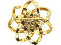 Vintage Tiffany & Co 18ct Gold Round Interlocking Brooch with Diamond Cluster