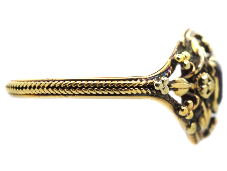 Arts & Crafts 15ct Gold Ring set with an Amethyst Attributed to Gaskin