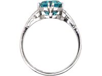 Art Deco 18ct White Gold & Platinum Rectangular Zircon & Diamond Ring