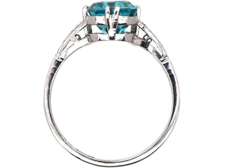 Art Deco 18ct White Gold & Platinum Rectangular Zircon & Diamond Ring