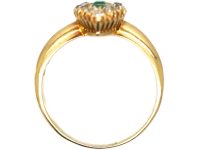 Victorian 18ct Gold Marquise Ring set with Emeralds & Diamonds