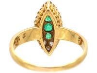 Victorian 18ct Gold Marquise Ring set with Emeralds & Diamonds