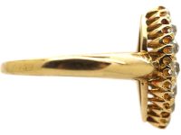 Victorian 18ct Gold Marquise Ring set with Emeralds & Diamonds
