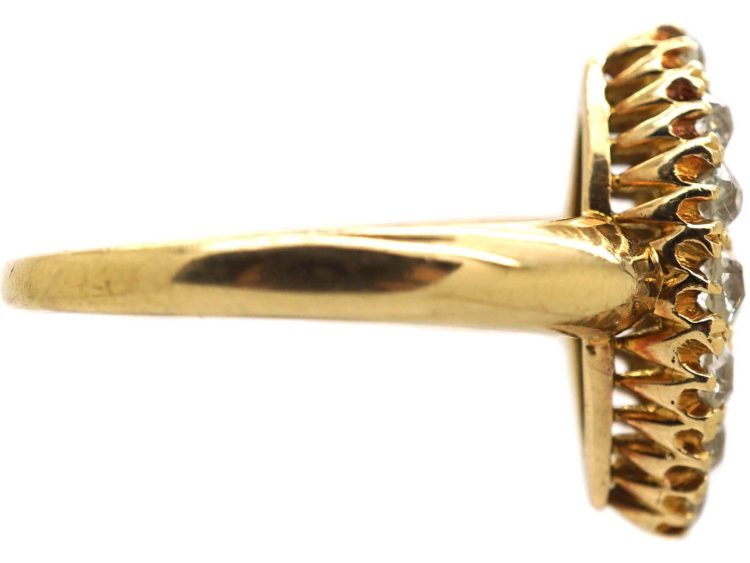 Victorian 18ct Gold Marquise Ring set with Emeralds & Diamonds