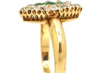 Victorian 18ct Gold Marquise Ring set with Emeralds & Diamonds
