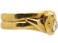 Victorian 18ct Gold Double Snake Ring set with a Sapphire & Diamond