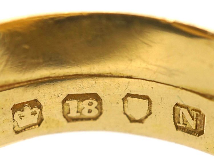 Victorian 18ct Gold Double Snake Ring set with a Sapphire & Diamond