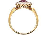 Edwardian 18ct Gold Burma Ruby & Diamond Cluster Ring